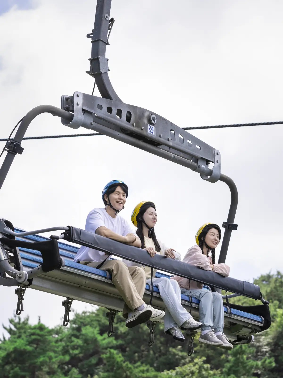 Riders on the Skyride at Skyline Luge Tongyeong.